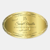 Luxury Gold Soft Glitter-Initialen Productlabels Ovale Sticker (Voorkant)