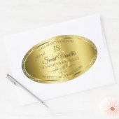 Luxury Gold Soft Glitter-Initialen Productlabels Ovale Sticker (Envelop)