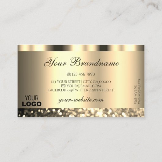 Luxury Gold Sparking Glitter Logo Shimmery Golden Visitekaartje (Achterkant)