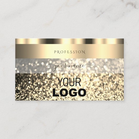 Luxury Gold Sparking Glitter Logo Shimmery Golden Visitekaartje (Voorkant)