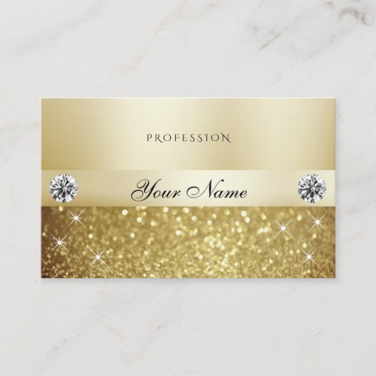 Luxury Gold Sparking Glitter met Diamonds Modern Visitekaartje (Voorkant)