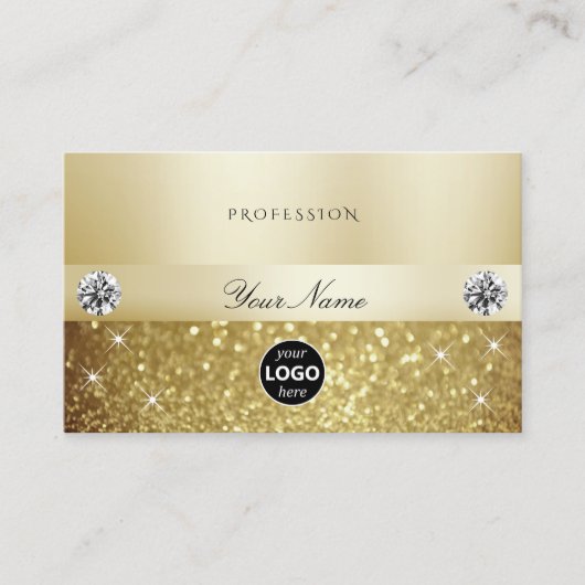 Luxury Gold Sparking Glitter met Logo Moderne Visitekaartje (Voorkant)