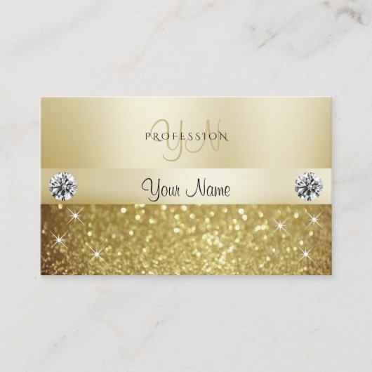 Luxury Gold Sparking Glitter met Monogram Modern Visitekaartje (Voorkant)