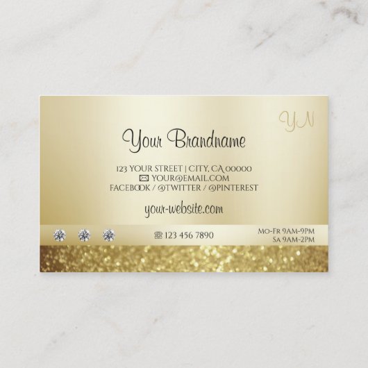 Luxury Gold Sparking Glitter met Monogram Modern Visitekaartje (Achterkant)