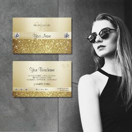Luxury Gold Sparking Glitter met Monogram Modern Visitekaartje