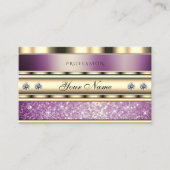 Luxury Gold Sparking Paars Glitter met diamanten Visitekaartje (Voorkant)