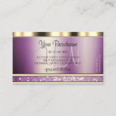 Luxury Gold Sparking Paars Glitter met Monogram Visitekaartje (Achterkant)