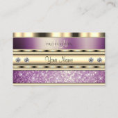 Luxury Gold Sparking Paars Glitter met Monogram Visitekaartje (Voorkant)