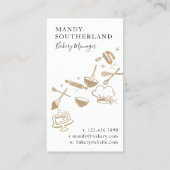 Luxury Gold Sparkle Bakers Floral Whisk Visitekaartje (Achterkant)