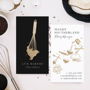 Luxury Gold Sparkle Bakers Golden Whisk Visitekaartje