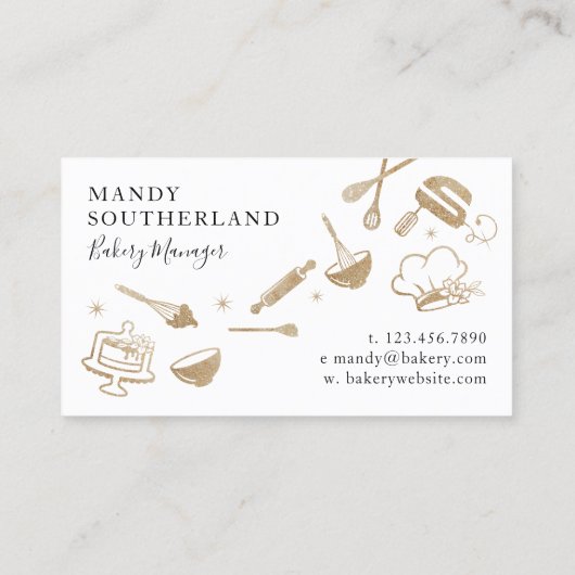 Luxury Gold Sparkle Bakers Hand Mixer Visitekaartje (Achterkant)