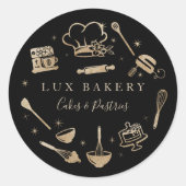 Luxury Gold Sparkle Baking Cooking Utile Bakery Ronde Sticker (Voorkant)