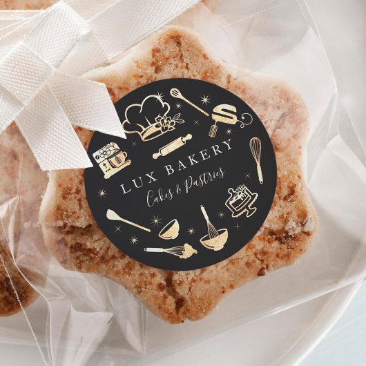 Luxury Gold Sparkle Baking Cooking Utile Bakery Ronde Sticker