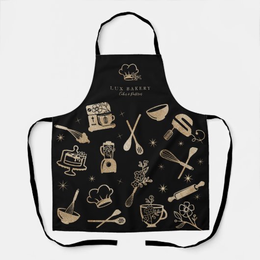Luxury Gold Sparkle Baking Cooking Utile Bakery Schort (Voorkant)