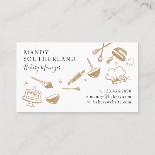 Luxury Gold Sparkle Baking Cooking Utile Bakery Visitekaartje (Achterkant)