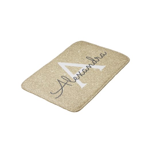 Luxury Gold Sparkle Glitter Monogram Naam Badmat (Gekanteld)