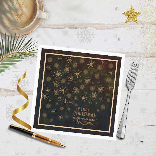 Luxury Gold Star & Snowflake Christmas Dinner Servet