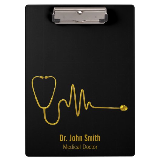 Luxury Gold Stethoscope ECG Wave EKG Line Medical  Klembord (Voorkant)