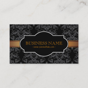 Luxury Gold Stripe Black Damask Visitekaartje