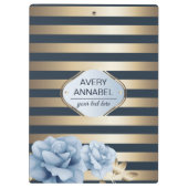 Luxury Gold Stripe Floral Klembord (Achterkant)