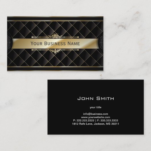 Luxury Gold Striped Diamond Pattern Visitekaartje (Voorkant / Achterkant)