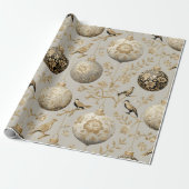 Luxury Gold & Taupe Bird Ornament Cadeaupapier (Uitgerold)