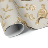 Luxury Gold & Taupe Bird Ornament Cadeaupapier (Rol Hoek)