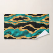 Luxury Gold Teal Tiger Stripe Pattern Bad Handdoek (Handdoek)