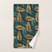 Luxury Gold Teal Tiger Stripe & Tropical Leaves Bad Handdoek (Handdoek)