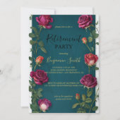 Luxury Gold Text Dark Turquoise Rose Retirement In Kaart (Voorkant)