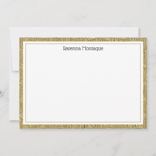 Luxury Gold Texture Border Black Name Script Notitiekaartje (Voorkant)