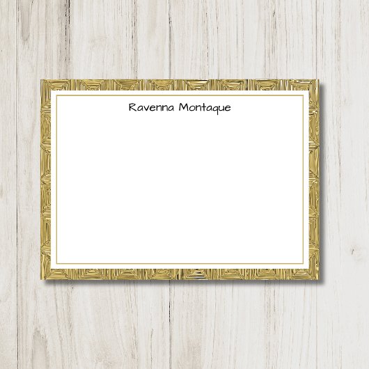 Luxury Gold Texture Border Black Name Script Notitiekaartje