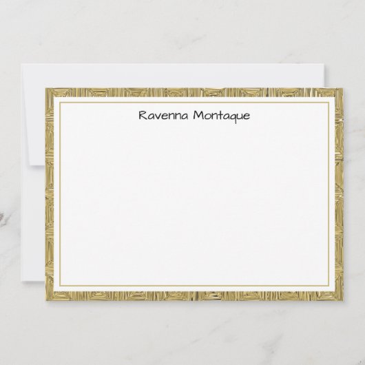 Luxury Gold Texture Border Black Name Script Notitiekaartje (Voorkant)