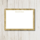 Luxury Gold Texture Border Elegant Name Script Notitiekaartje