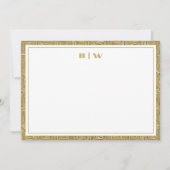 Luxury Gold Texture Border Simple Initial Script Notitiekaartje (Voorkant)
