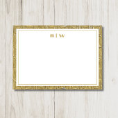 Luxury Gold Texture Border Simple Initial Script Notitiekaartje