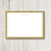 Luxury Gold Texture Border Simple Initial Script Notitiekaartje