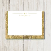 Luxury Gold Texture Lined Name Three Monogram Notitiekaartje