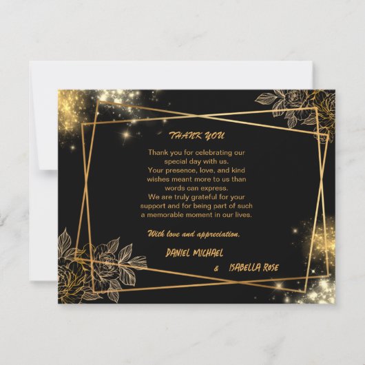 Luxury Gold THANK YOU Wedding Card (Voorkant)
