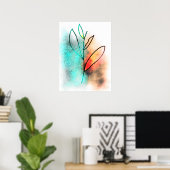 Luxury Gold Torquoise Glitter Botanical Drawing Poster (Thuiskantoor)
