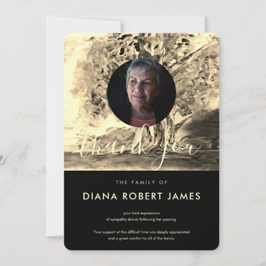 Luxury Gold Trees Landscape Foto Sympathie Bedankkaart (Voorkant)