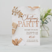 Luxury Gold Typography kerstparty Folie Uitnodiging (Staand Voorkant)