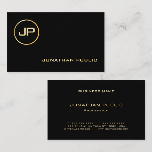 Luxury Gold Watch Monogramed Elegant Professional Visitekaartje (Voorkant / Achterkant)