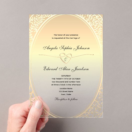 Luxury Gold Wedding Acryl Uitnodigingen (Insitu (Draagbaar))