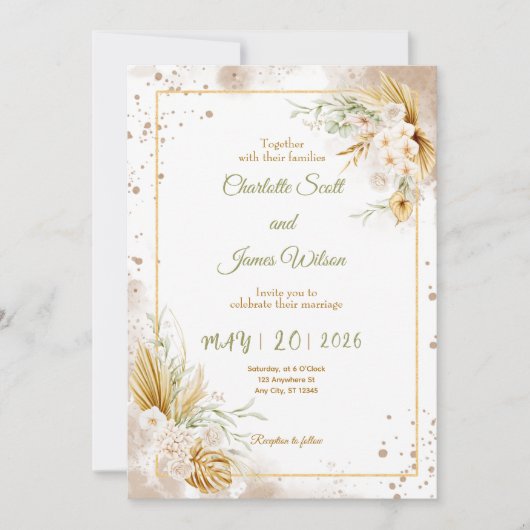 Luxury Gold Wedding Invitation Kaart (Voorkant)