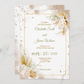 Luxury Gold Wedding Invitation Kaart (Voorkant / Achterkant)