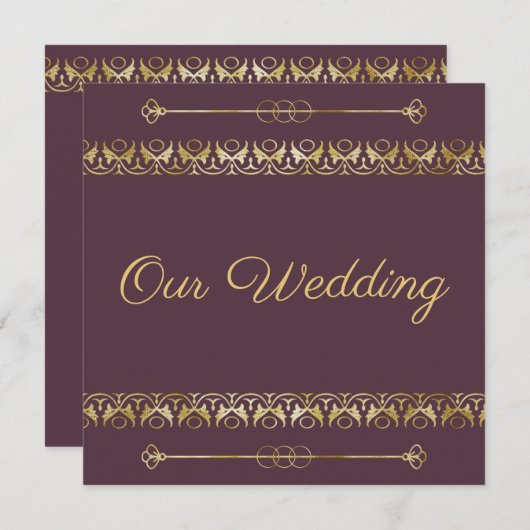Luxury Gold Wedding Uitnodiging (Voorkant / Achterkant)