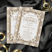 Luxury Gold White Art Deco Gatsby 50ste verjaardag Kaart
