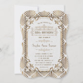 Luxury Gold White Art Deco Gatsby 50ste verjaardag Kaart (Voorkant)