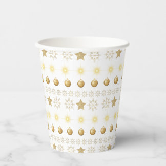 Luxury Gold & White Christmas Papieren Bekers